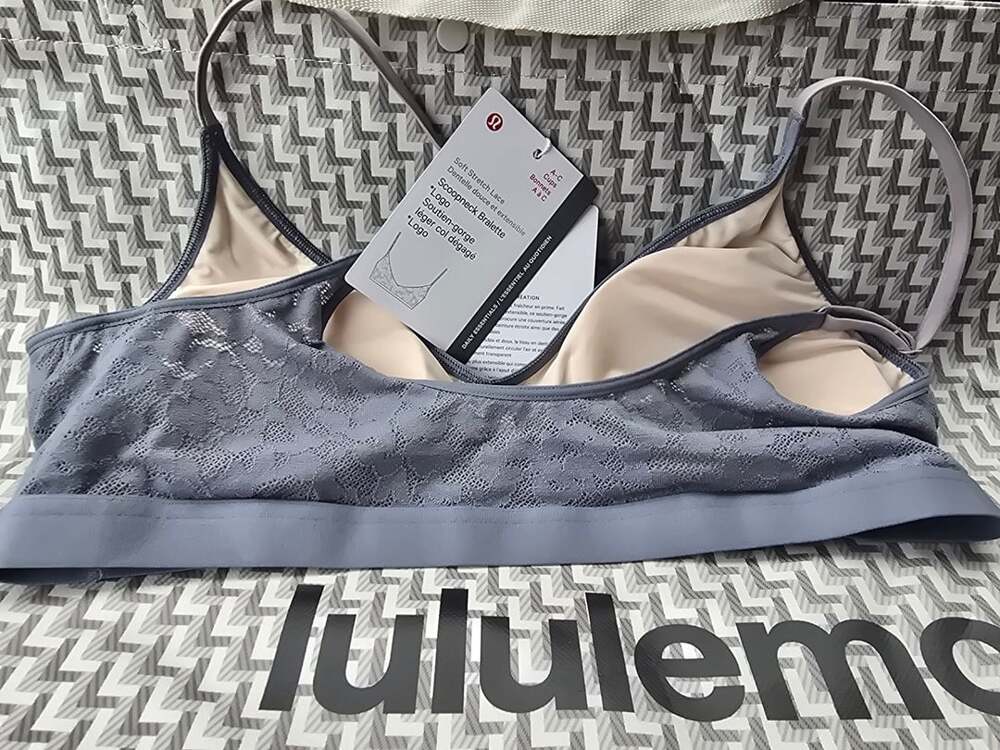 Lululemon Soft Stretch Lace Scoopneck Bralette Solar Grey Sz LARGE - Picture 4 of 4